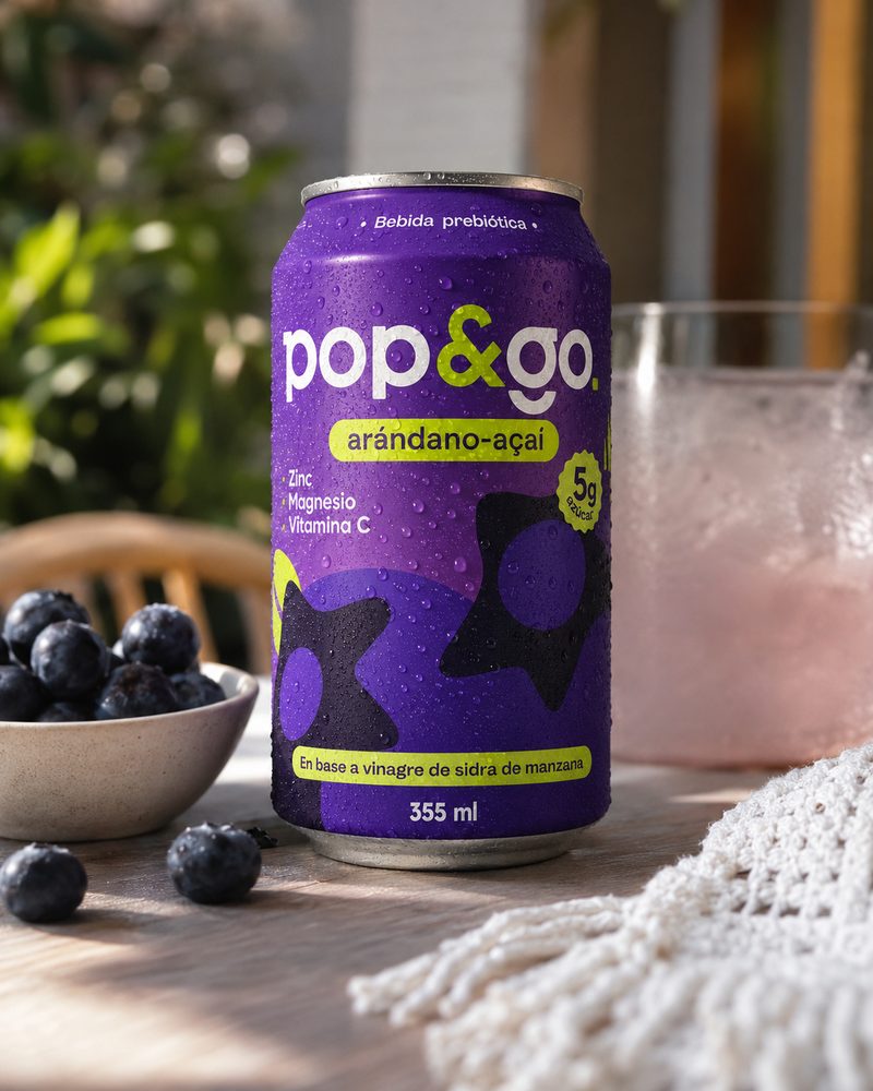 Lata Pop&Go Arándano-Açaí con arándanos frescos