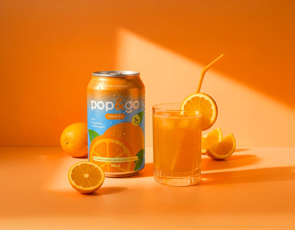 Pop&Go Naranja servida en vaso